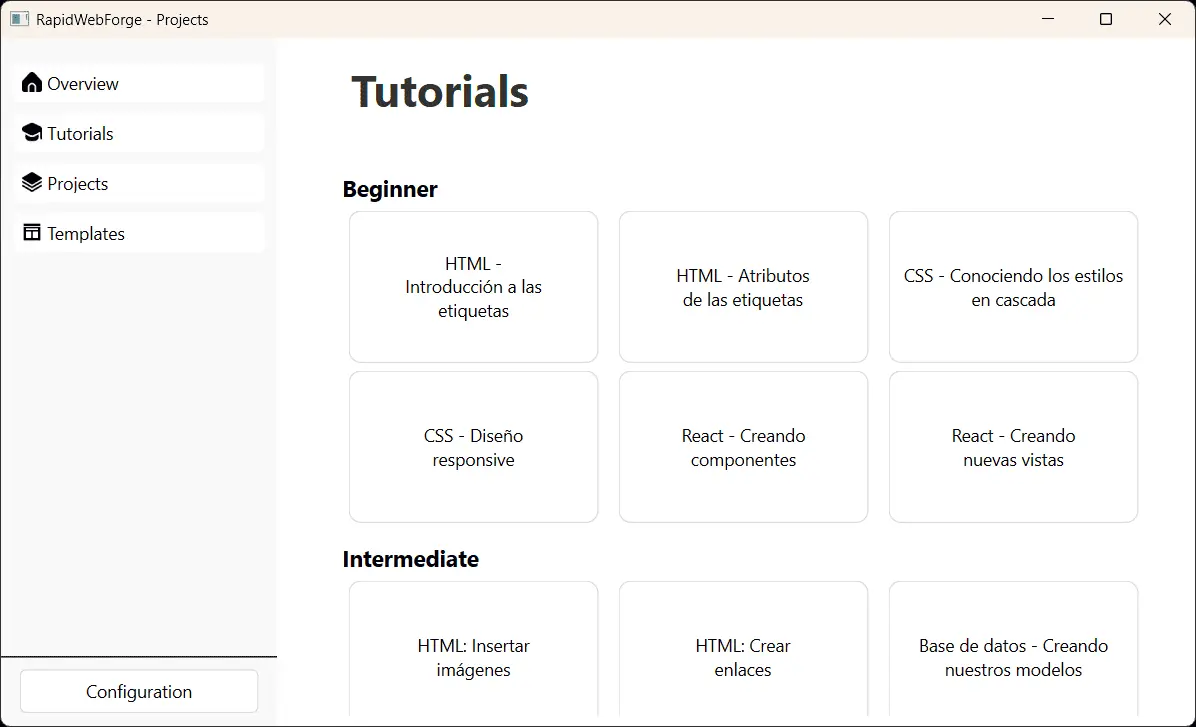 Tutoriales de RapidWebForge